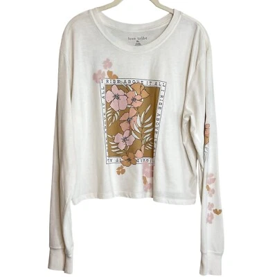 Love Tribe Juniors Long Sleeve Cropped Tee XL White Rise Above It All T-Shirt - Image 1 of 4