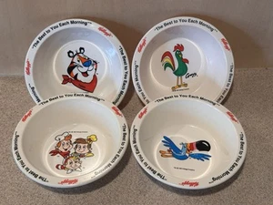 Vintage 1995 Kellogg's CEREAL BOWL SET (4) Tony Tiger Toucan Sam Corny Snap Pop - Picture 1 of 10