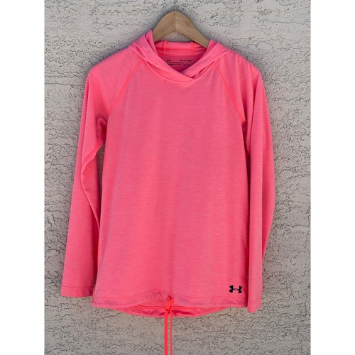 VETEMENTS Under Armour Pullover da donna con cappuccio e orlo con coulisse rosa corallo