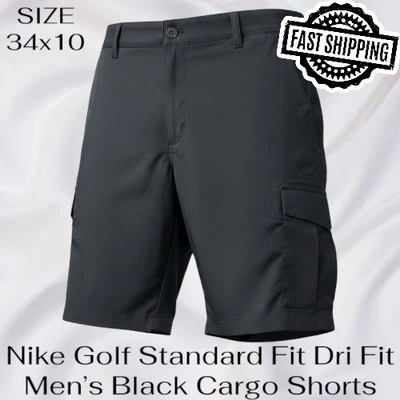 Nike Golf Standard Fit Dri Fit Cargo Shorts Black Mens Size 34 FAST SHIPPING - Image 1 of 4