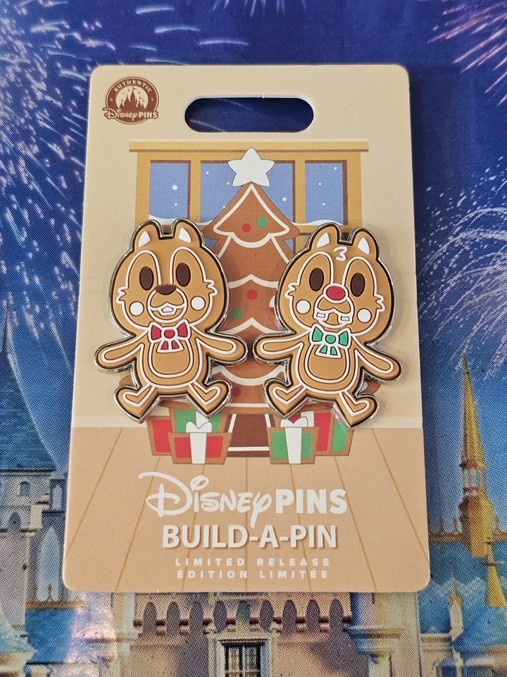 Disney Parks Pins 2025 Christmas Gingerbread Chip and Dale Build A Pin (2 Pins) - Image 1 of 1