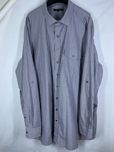 Synrgy Shirt Mens 3XLT Tall Gray White Striped Button Up Long Sleeve Club Pocket - Picture 1 of 11