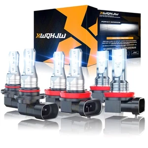 9005+H11+H11 Super White Bright Combo LED Headlight High Low Fog Light Bulbs Kit - Picture 1 of 17