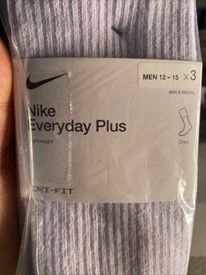 Nike Everyday Plus Calcetines Ligeros Crew Hombres 12-15 3 Piezas Lavanda Púrpura Violeta Foto 1 de 4