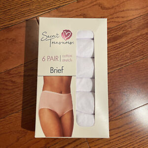 Secret Treasures Womens 6 Pair White Brief Panties Underwear - Medium