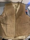Vintage 90 Carhartt Hunting Sherpa Lined Canvas Vest Large Zip Up Brown Work USA