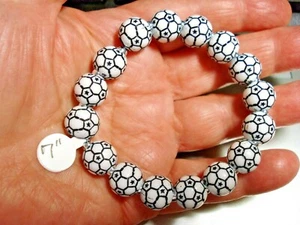 7" Stretch Magic Acrylic Soccer Ball & Silver Plated Bead Fan Bracelet - Picture 1 of 4