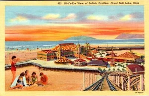 Great Salt Lake, UT Utah SALTAIR PAVILION~Amusement Park~Bathing Beauty Postcard - Picture 1 of 2