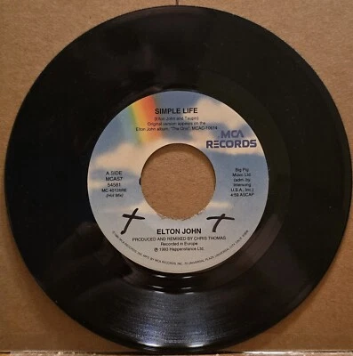 Elton John - Simple Life/The North - MCA 45rpm Vinyl - Image 1 of 2