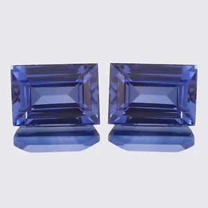 Natural Ceylon Blue Sapphire Emerald Cut Loose Gemstone Matched Pair 18 x 14MM - Picture 1 of 6