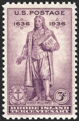 3¢ EE. UU. Sello, Tercentenario de Rhode Island. Scott 777. MNH-OG (308) Foto 1 de 4