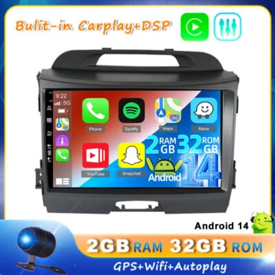 9'' Android 14 Autoradio CarPlay GPS Für KIA Sportage 3 2010-2016 Navigation DSP - Bild 1 von 4
