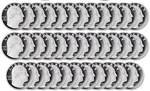 2025-S Rolle mit 40 plattierten Proof Quartern gemischte Typen 40 DCAM Proofs - Bild 1 von 1