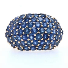 Sapphire Cluster Cocktail Ring - 14k Yellow Gold Domed Round Brilliant 8.50ctw