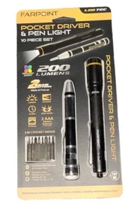 Farpoint Pocket Driver und Pen Light 10 Stück Set 200 Lumen Slide To Focus - Bild 1 von 4
