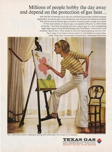 1967 Print Ad Texas Gas - Painter inBell Bottoms - Protection of Gas Heat - 8x11 - Picture 1 of 1