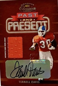 2002 Donruss Classic TERRELL DAVIS 13/400WORLD PAST & PRESENT AUTO Jersey Patch - Picture 1 of 3