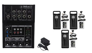 Mackie Mix5 Compact 5-Channel PA Mixer+(3) Microphones+(3) XLR Cables - Picture 1 of 7