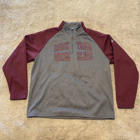 Under Armour Pullover Mens L Gray Burgundy Maroon Montana Grizzlies Team Jacket Cover