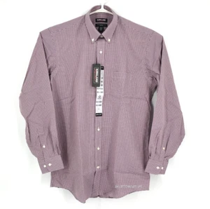 Kirkland Signature Mens Shirt 15.5 Red Long Sleeve Button Non Iron Pocket Check - Picture 1 of 21