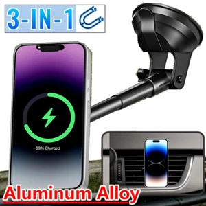 Support téléphone support GPS pour pare-brise magnétique en aluminium support de tableau de bord de voiture - Photo 1 sur 17