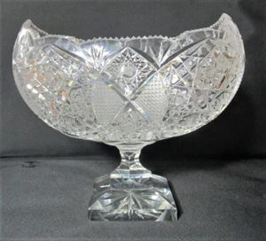 Gorgeous AMERICAN BRILLIANT CUT GLASS Oval Center Dish  c. 1890  MINT! - Picture 1 of 7
