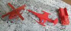 Vintage 1960s Red Plastic Toy Military Jet Helicopter & Truck Lot - USA