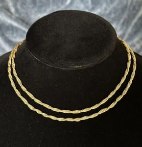 Christian Dior Twisted Rope Chain Necklace 31 Inch 79 cm Vtg Gold Tone Authentic - Picture 1 of 12