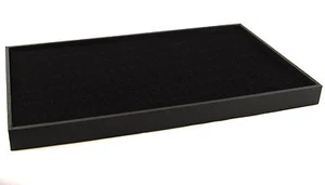 Large Black 1 Inch Deep Wooden Display Tray With 72 Ring Pad - (BD1-1/92-72) - Picture 1 of 1