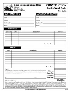 Custom Construction Invoice Work Order Form / 8.5 x 11 / 2 or 3 Part / TMG192 - Picture 1 of 1