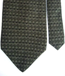 Cambridge Classics Men's Silk Geometric Neck Tie Olive Green 3 7/8" x 57" - Picture 1 of 2