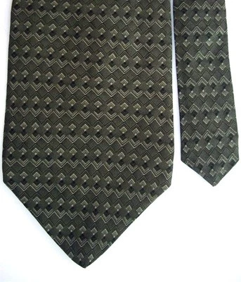 Cambridge Classics Men's Silk Geometric Neck Tie Olive Green 3 7/8" x 57" - Image 1 of 2