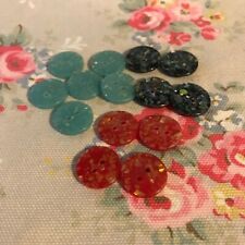 14 Vintage Mix Colour  Plastic Buttons with flecks of glitter 
