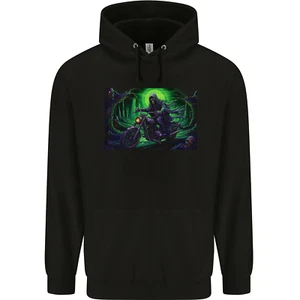 Skull Biker Motorcycle Motorbike Grim Reaper 11 Childrens Kids Hoodie - Picture 1 of 3