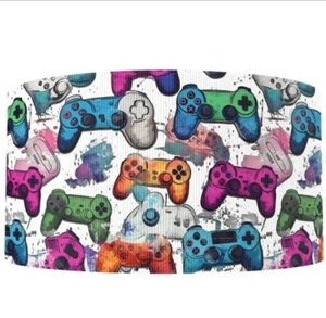 1.5" (1 yard) Video Game controller gamer printed animal Grosgrain Ribbon - Picture 1 of 2