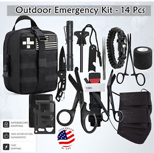 14PK Survival First Aid Kit Medical Emergency Military Trauma Bag Tactical Camp