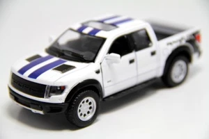 5" Kinsmart 2013 Ford F-150 SVT Raptor Stripes 1:46 Diecast Model Truck- White - Picture 1 of 4