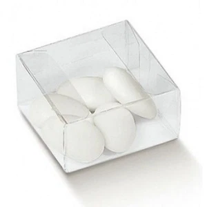 scatola PVC TRASPARENTE 8x8x3,5 h cm confezioni bomboniere confetti 10pz - Picture 1 of 1
