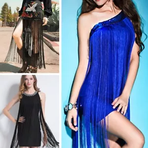 Long Tassel Fringe Fringing Trim 50cm/100cm/39" Drop DIY Carfts Latin Costume - Picture 1 of 35