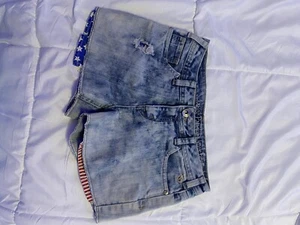 Justice Premium Girls Jean Shorts Size 12 Girls Can Change The World, Flag - Picture 1 of 3