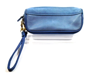 Rolfs Genuine Leather Wristlet Purse Pouch Small 2 Tone Blue Travel Accessories - Picture 1 of 8