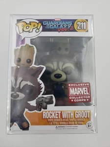 Funko Pop 211 Marvel GOTG Rocket & Groot Collector Corps Exclusive 2017 Vaulted - Picture 1 of 9