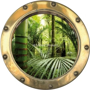 Sticker hublot trompe l'oeil déco Bambou H367 - Imagen 1 de 1