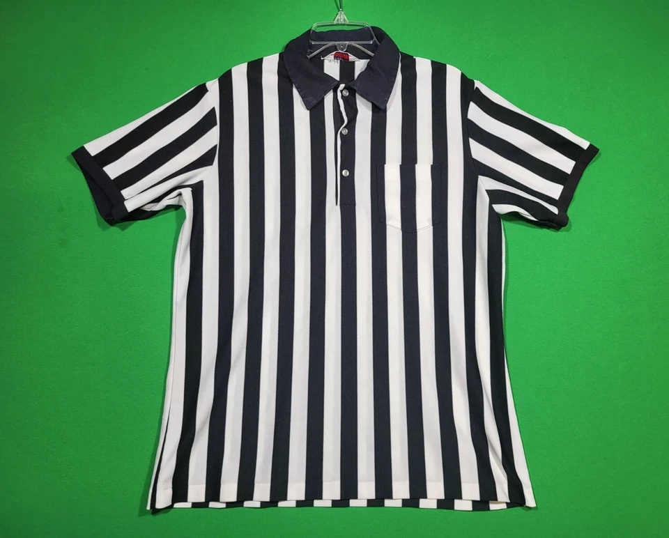Vintage BIKE Referee Adult Large? 1/4 ZIP Mesh Polo Shirt Stripe - Изображение 1 из 4