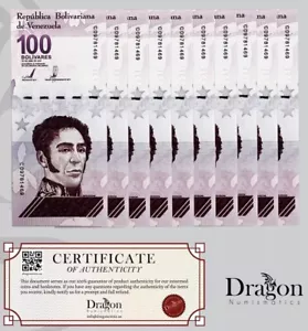 VENEZUELA 100 DIGITALES 2021 10 PCS CIR 100 Million Bolivar COA USA SELLER - Picture 1 of 6
