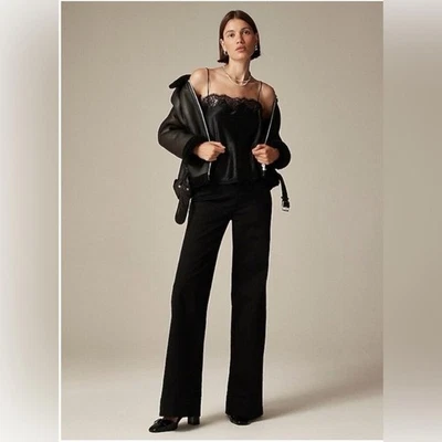 NWT J.Crew 1996 High-Rise Wide-Leg Black Denim Trouser Jeans – Size 30 Tall - Image 1 of 4