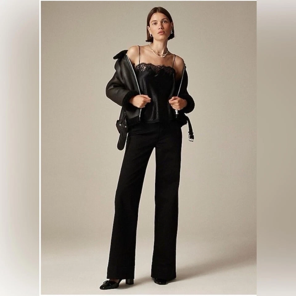 NWT J.Crew 1996 High-Rise Wide-Leg Black Denim Trouser Jeans – Size 30 Tall - Image 1 of 4