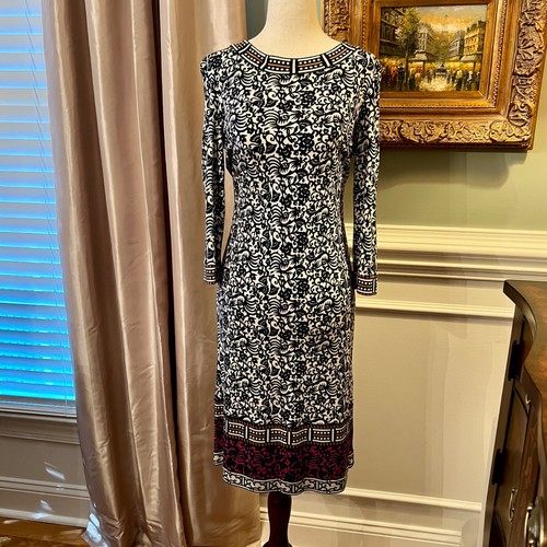 Abito Tory Burch in maglia di seta con stampa floreale a scorrimento taglia MEDIA $448 nuovo senza etichette