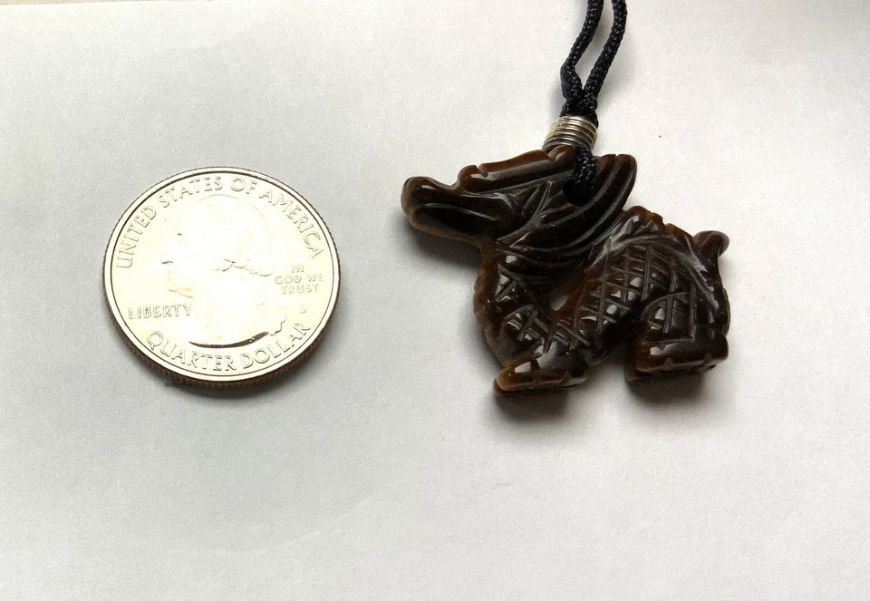 Богатый золотой коричневый ручной резьбы Tigereye дракон подвеска - Изображение 1 из 1