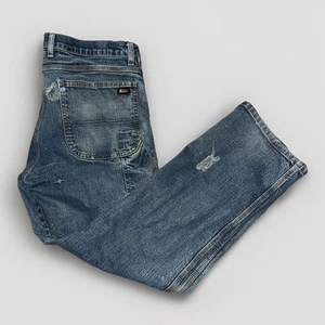 Dickies Carpenter Jeans 38x32 Genuine Denim Workwear Distressed Paint Fade - Picture 1 of 11